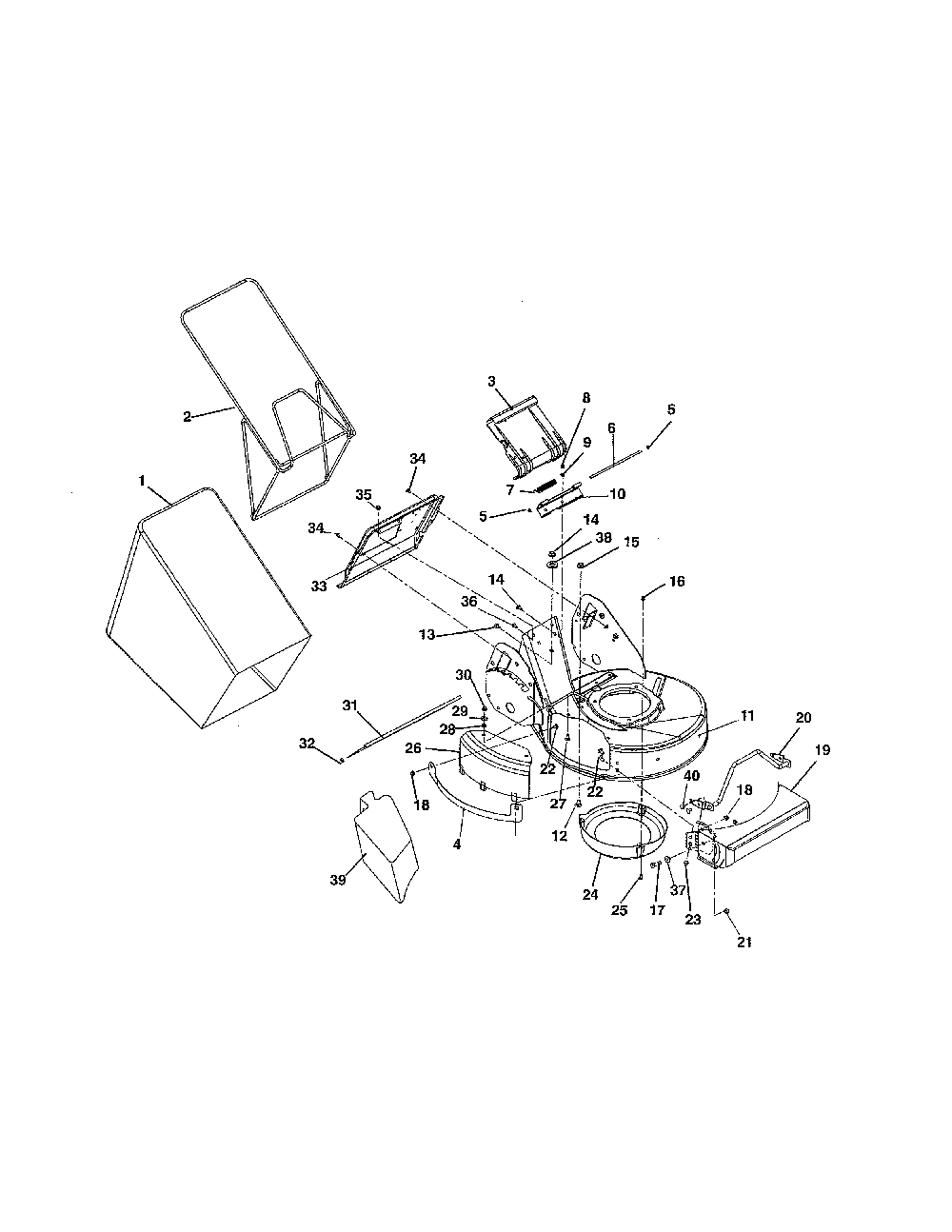 Mower deck/bagger Diagram and Parts List for 91127100  Ariens Lawn Mower