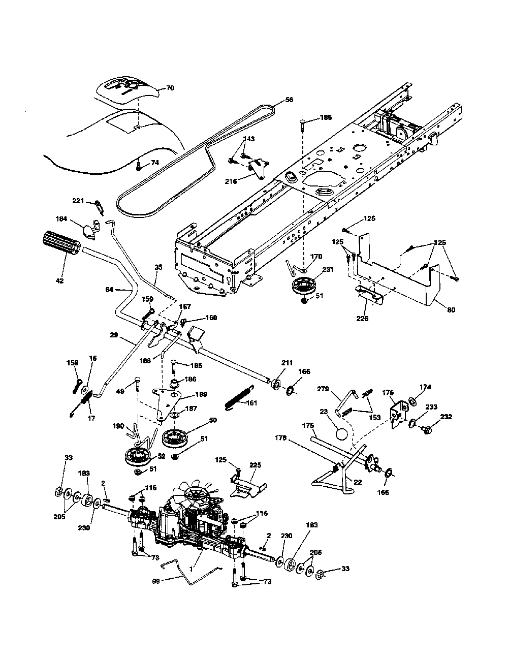 Drive Diagram and Parts List for 93604200  Ariens Lawn Tractor