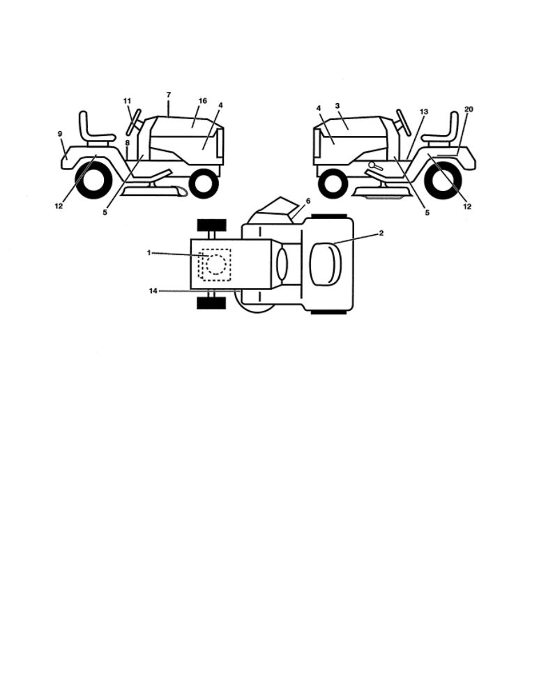 Decals Diagram and Parts List for 96046001001  Ariens Lawn Tractor