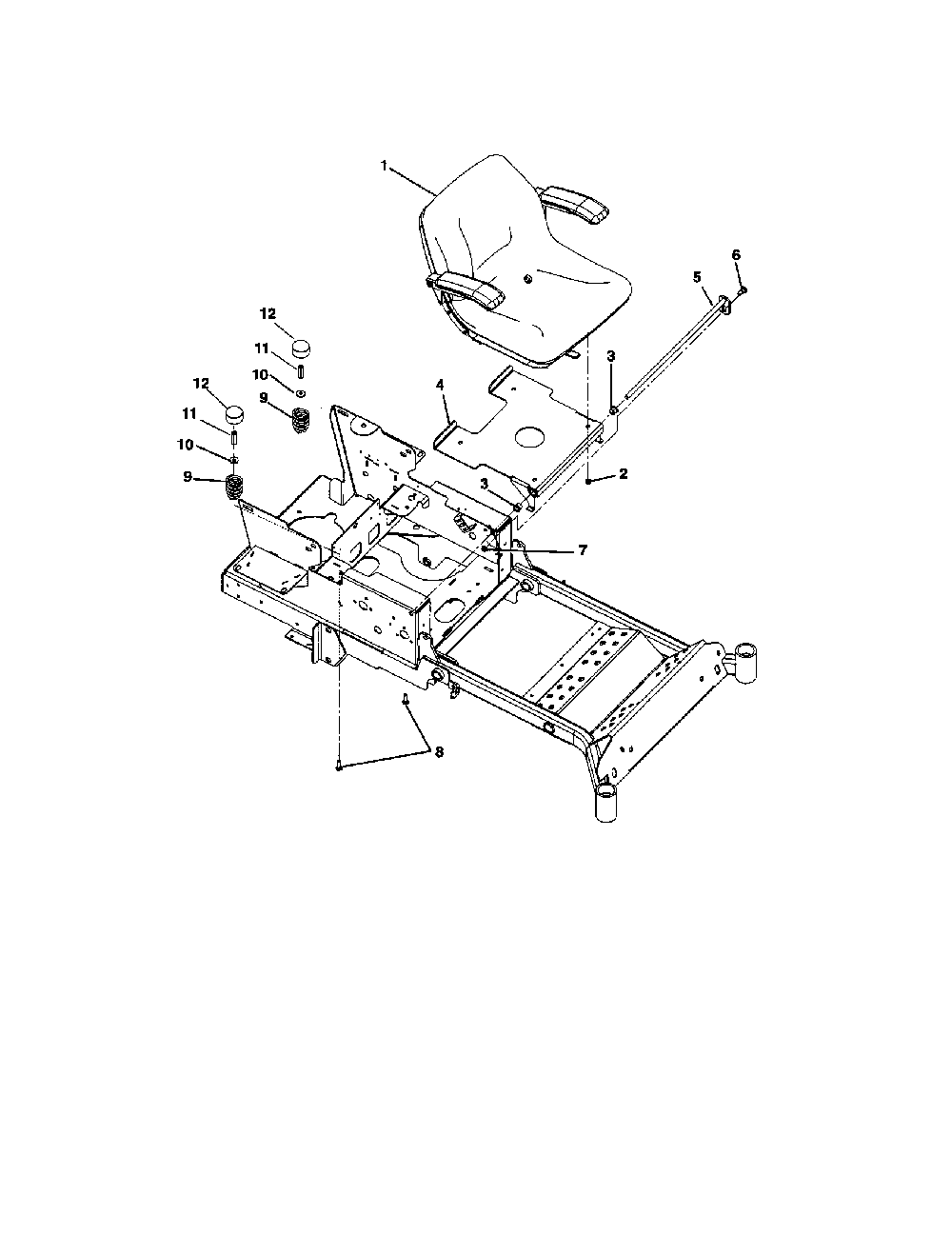 Seat Diagram and Parts List for 99107300  Ariens Lawn Mower