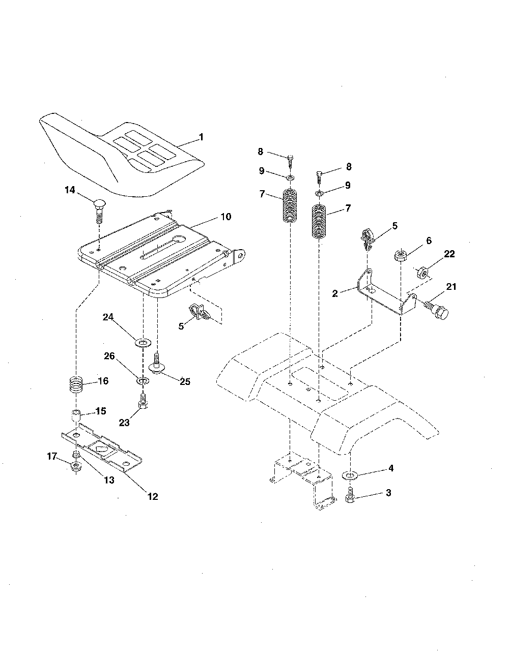 Seat Diagram and Parts List for 936060  Ariens Lawn Tractor