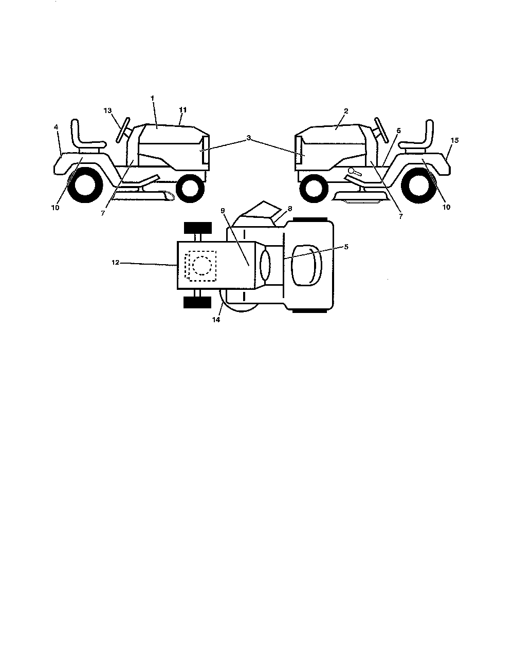 Decals Diagram and Parts List for 96046001600  Ariens Lawn Tractor
