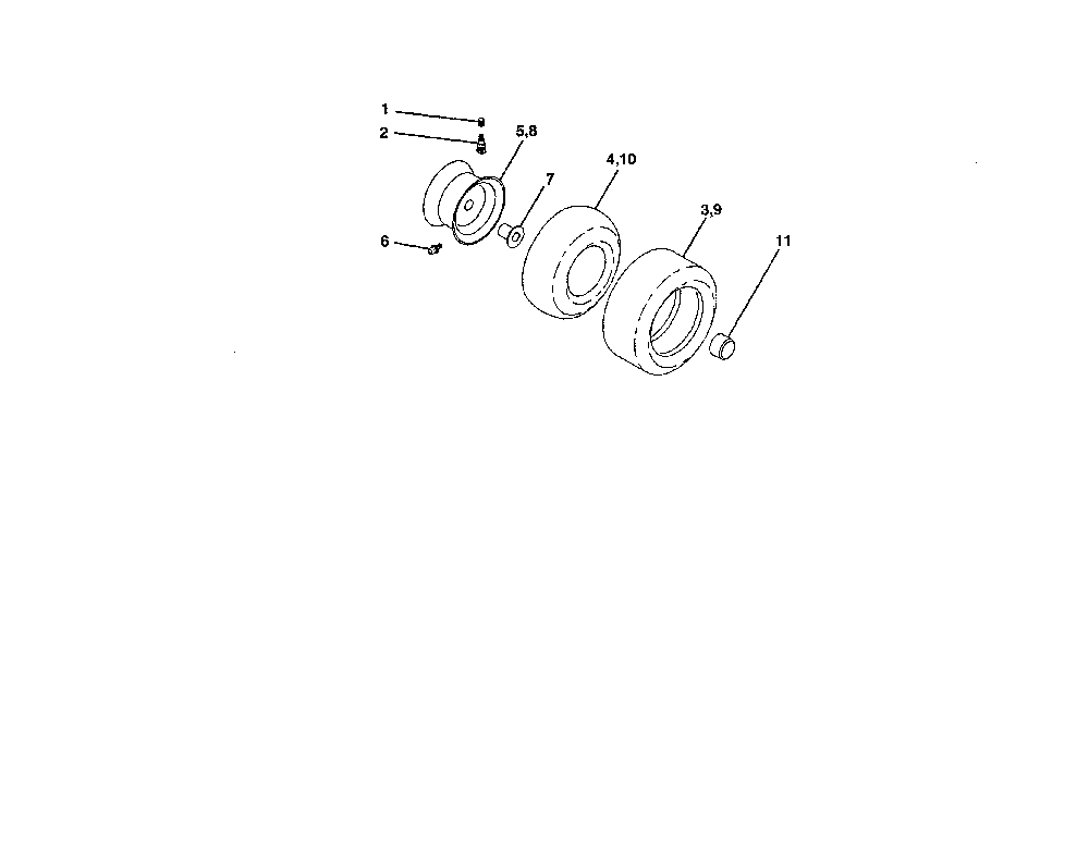 Wheels And Tires Diagram and Parts List for A175BG42 96016002300 Ariens Lawn Tractor