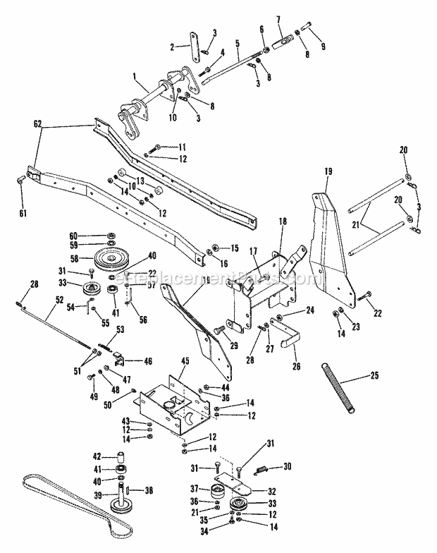 Sno-Thro Pto And Carriage Diagram and Parts List for 834006 000101 Ariens Lawn Tractor
