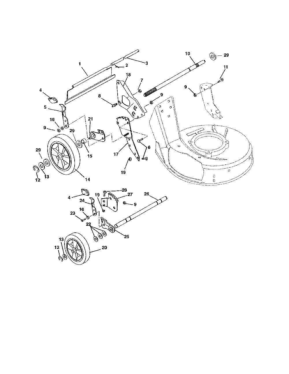 Wheels/adjuster Diagram and Parts List for 91116000 1138-999999 Ariens Lawn Mower