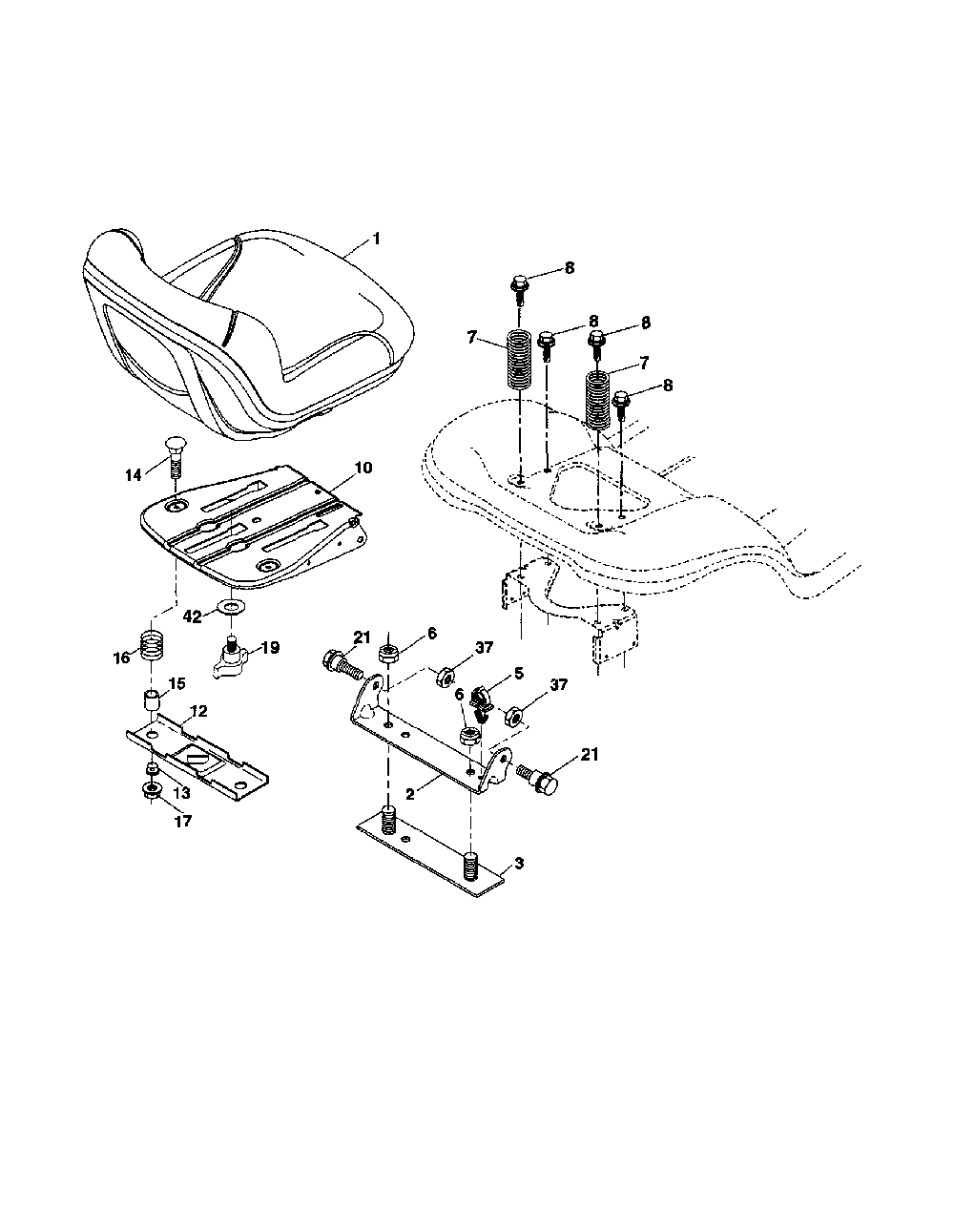 Seat Diagram and Parts List for 93604800  Ariens Lawn Tractor