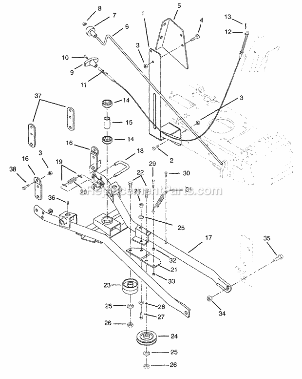 Carriage And Frame Diagram and Parts List for 834033 000101 Ariens Lawn Tractor