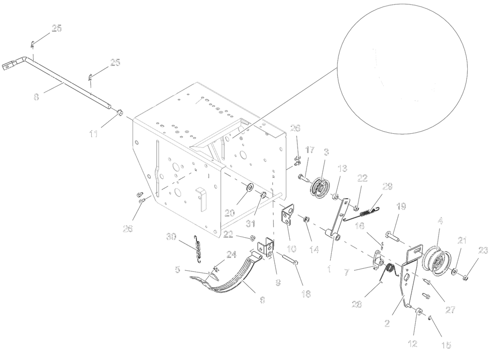 Idlers And Brake Diagram and Parts List for 921070  Ariens Snow Blower