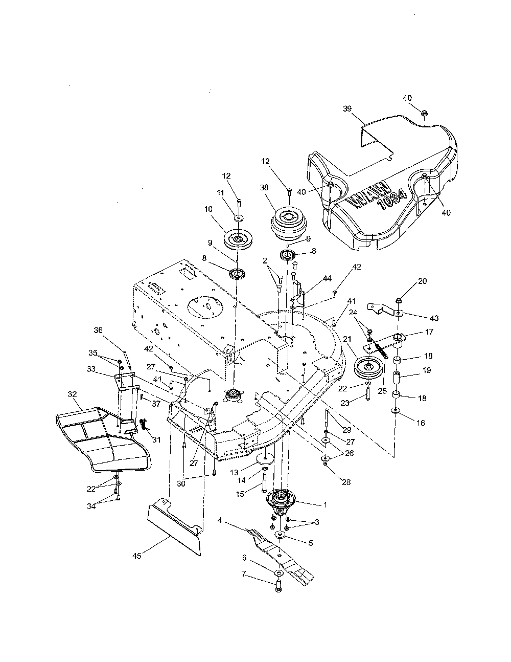 Deck Diagram and Parts List for 91140300 2000-999999 Ariens Lawn Mower