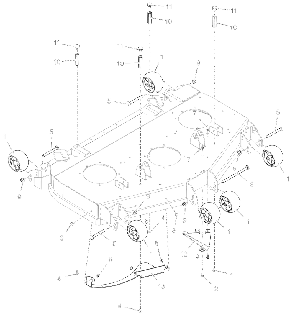 Anti-Scalp Wheels And Baffles - 48-Inch - Rd Diagram and Parts List for 998304 000500 - 000999 Ariens Lawn Tractor
