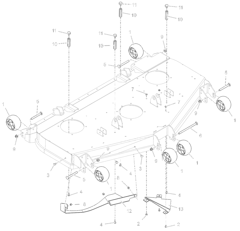 Anti- Scalp Wheels And Baffles - 60-Inch - Rd Diagram and Parts List for 998312 000500 - 000999 Ariens Lawn Tractor