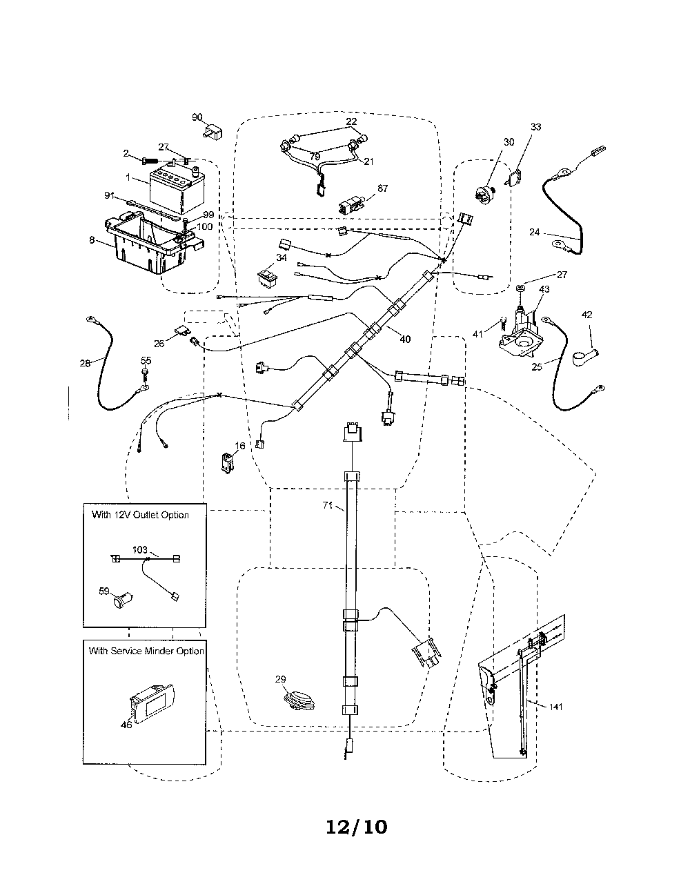 Electrical Diagram and Parts List for A20K46YT 96046000300 Ariens Lawn Tractor