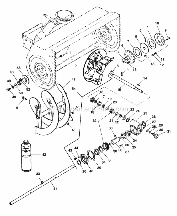 Auger/Impeller And Gear Case Diagram and Parts List for 834018 000101 Ariens Lawn Tractor