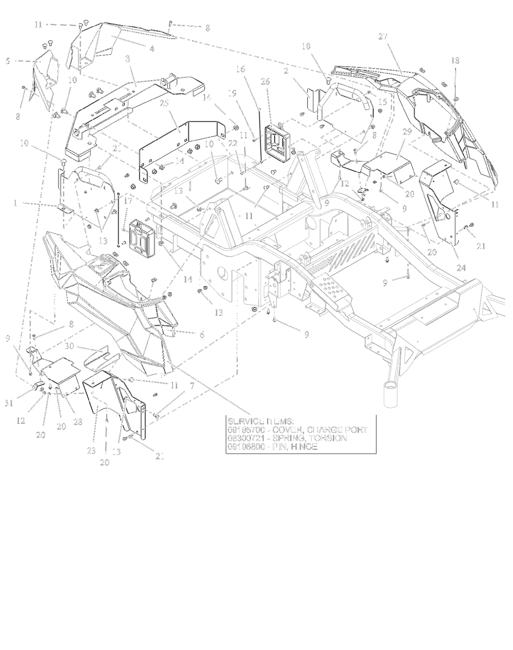 Fenders And Bumper Diagram and Parts List for 997312 000101 - 001499 Ariens Lawn Tractor