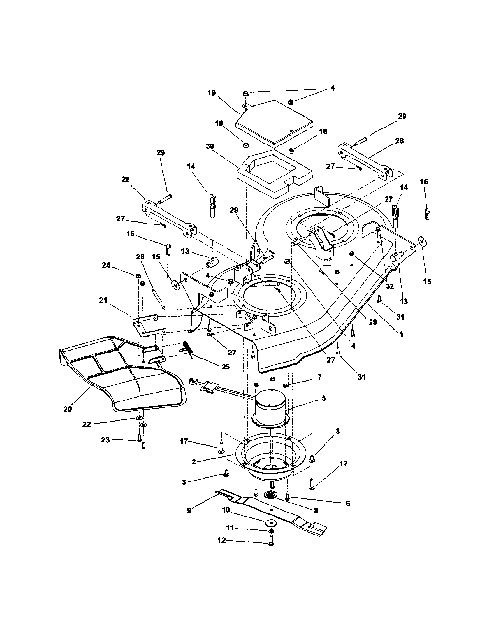 Mower deck/motors/blades Diagram and Parts List for 91600200  Ariens Lawn Mower