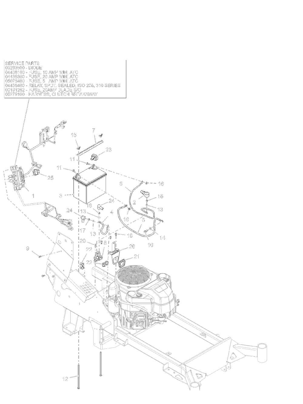 Electrical Diagram and Parts List for 994302 000101 + Ariens Lawn Tractor Accessories