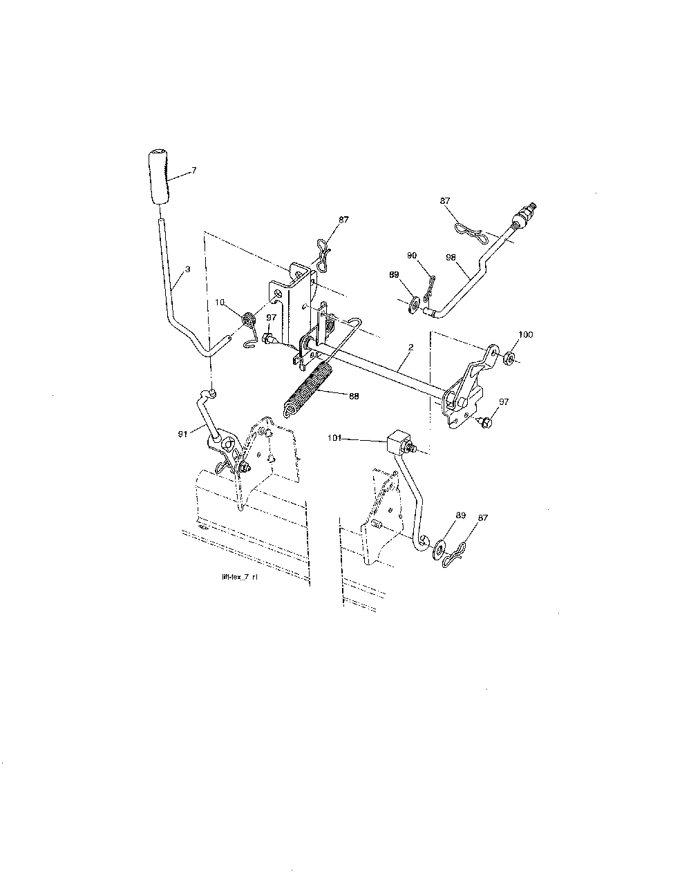 Mower Lift Diagram and Parts List for A19K42 96046000200 Ariens Lawn Tractor