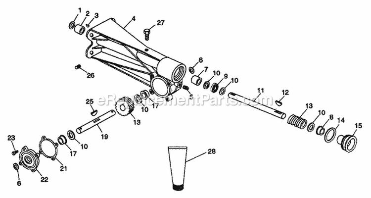 Tiller Gearcase Diagram and Parts List for 902809 000101 Ariens Tiller