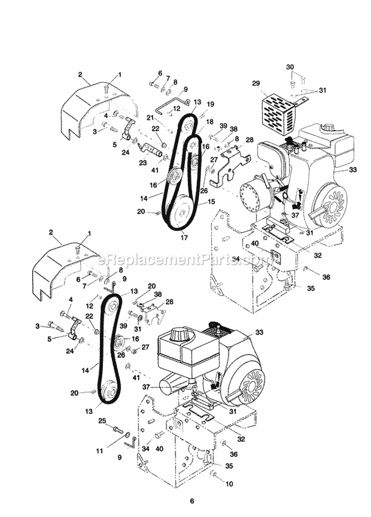 Engine And Drive Diagram and Parts List for 902830 000101 Ariens Tiller
