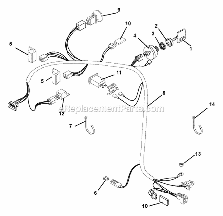 Electrical System - Gear Diagram and Parts List for 988315 002500 Ariens Lawn Mower