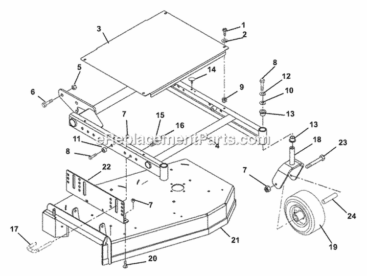 Fixed Deck And Mower Frame Diagram and Parts List for 988316 000101 Ariens Lawn Mower