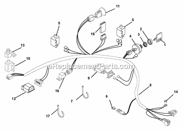 Electrical System - Hydro Diagram and Parts List for 988316 002500 Ariens Lawn Mower