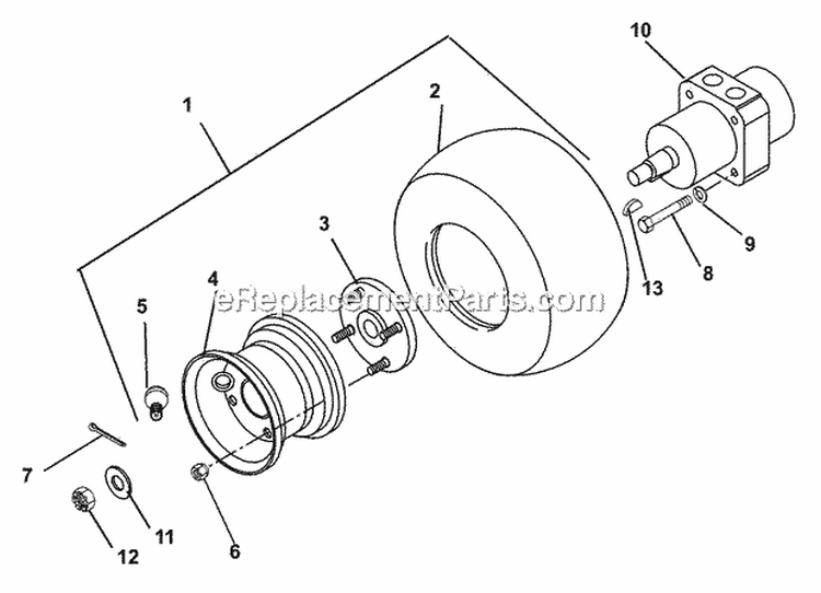 Wheels Diagram and Parts List for 988318 000101 Ariens Lawn Mower