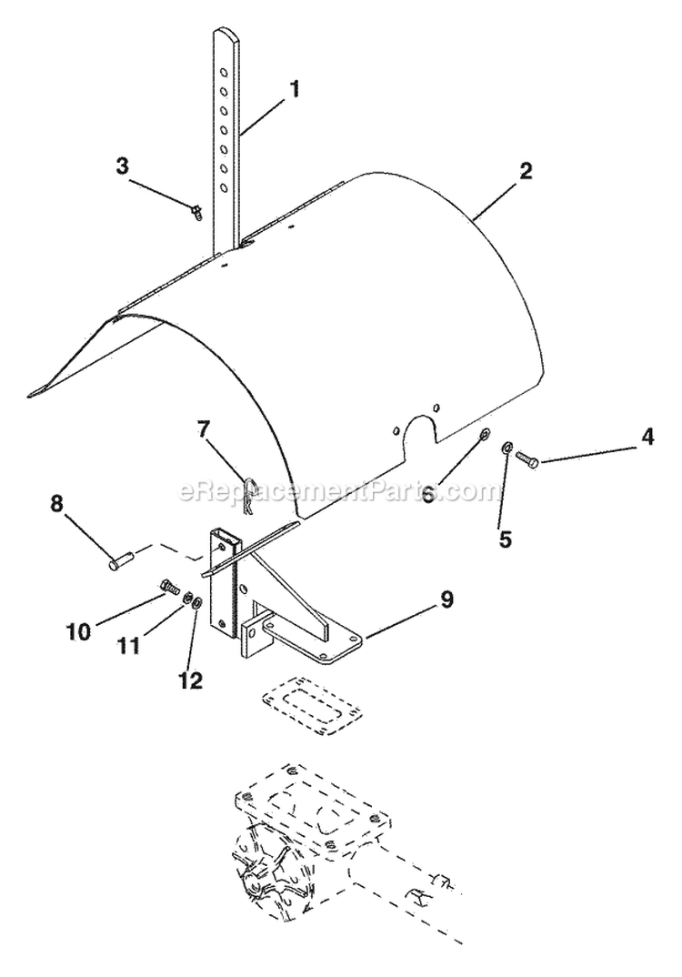 Tine Hood Diagram and Parts List for 901026 000101 Ariens Tiller
