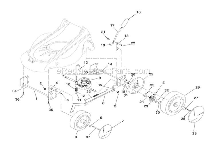Axles, Wheels And Height Adjustment Diagram and Parts List for 911502 000101 Ariens Lawn Mower