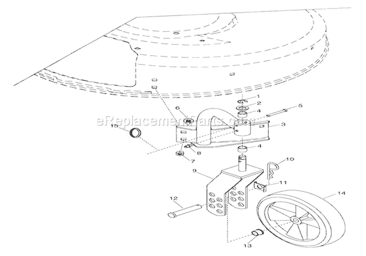 Swivel Wheels And Brackets Diagram and Parts List for 911052 022501 Ariens Lawn Mower