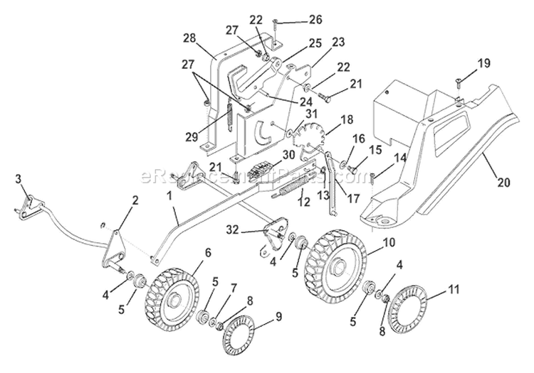 Wheels & Height Adjustment Diagram and Parts List for 911088 000101 Ariens Lawn Mower
