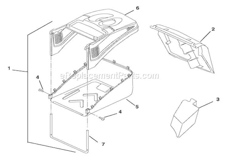 Rear Bagger Diagram and Parts List for 911089 000101 Ariens Lawn Mower
