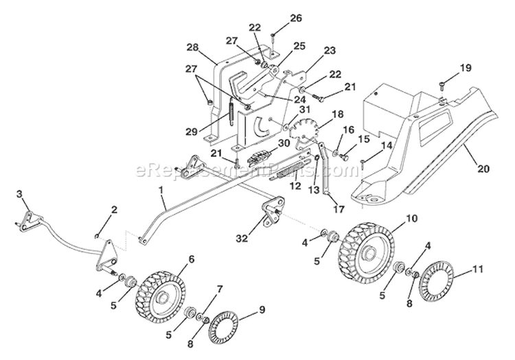 Wheels & Height Adjustment Diagram and Parts List for 911089 000101 Ariens Lawn Mower