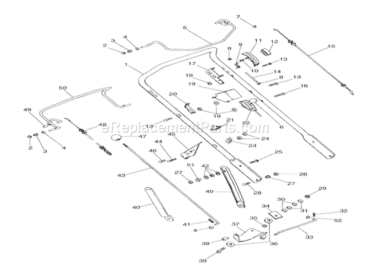 Handlebar And Controls Diagram and Parts List for 911048 000101 Ariens Lawn Mower