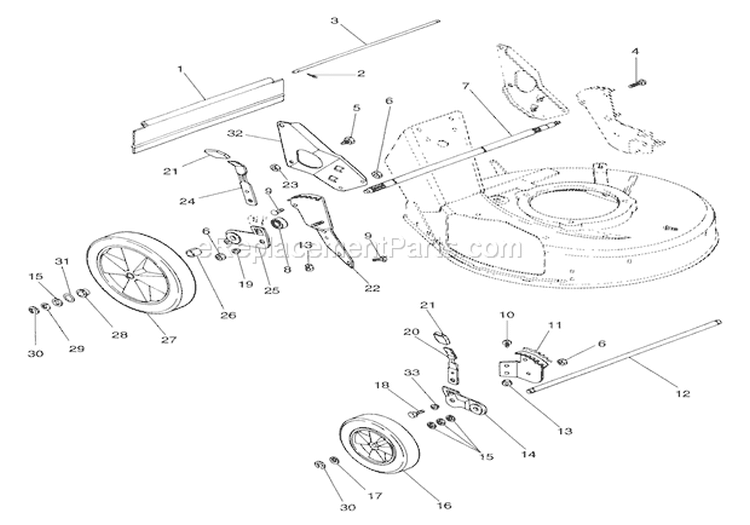Wheels And Adjusters Diagram and Parts List for 911048 000101 Ariens Lawn Mower