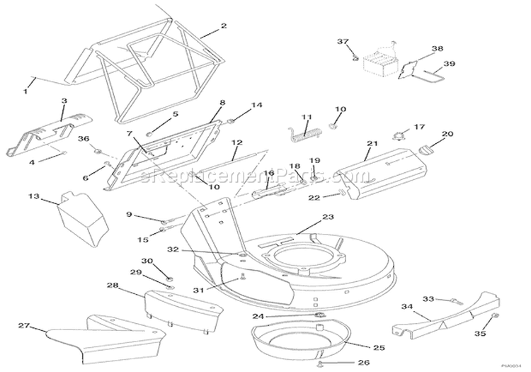 Mower Pan & Bag Diagram and Parts List for 911329 000101 Ariens Lawn Mower