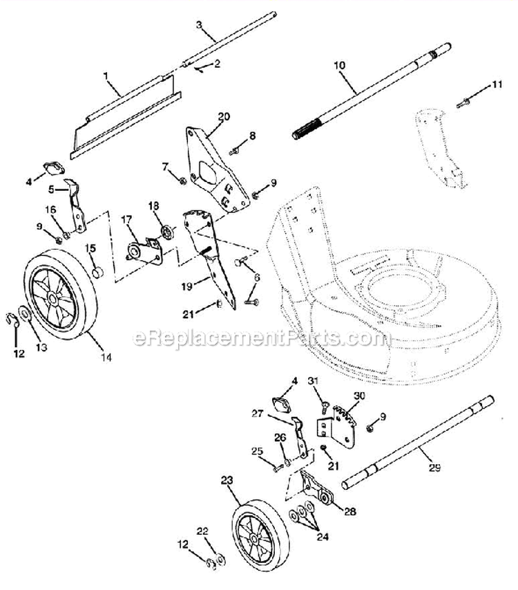 Wheels & Adjusters Diagram and Parts List for 911312 001001 Ariens Lawn Mower