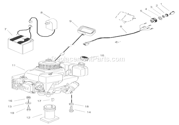 Engine And Electrical Diagram and Parts List for 911504 000101 Ariens Lawn Mower