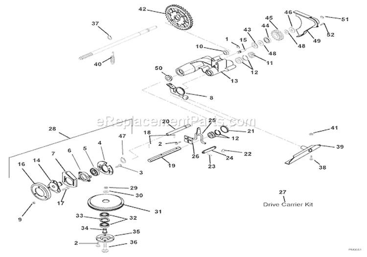 Friction Wheel And Drive Diagram and Parts List for 911134 000101 Ariens Lawn Mower
