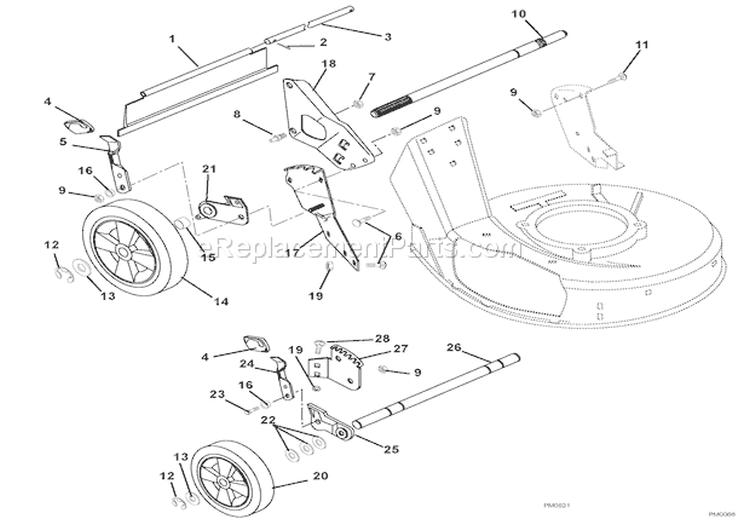 Wheels And Adjusters Diagram and Parts List for 911134 000101 Ariens Lawn Mower