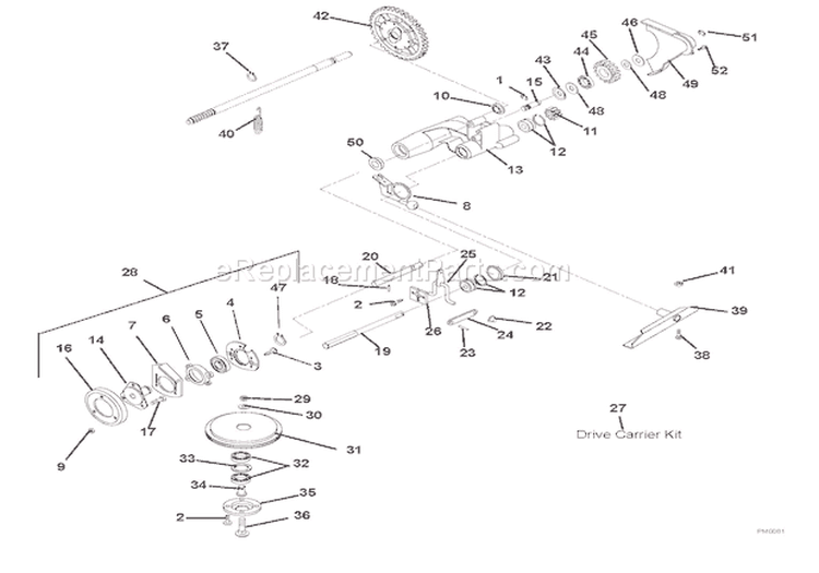 Friction Wheel And Drive Diagram and Parts List for 911162 000101 Ariens Lawn Mower