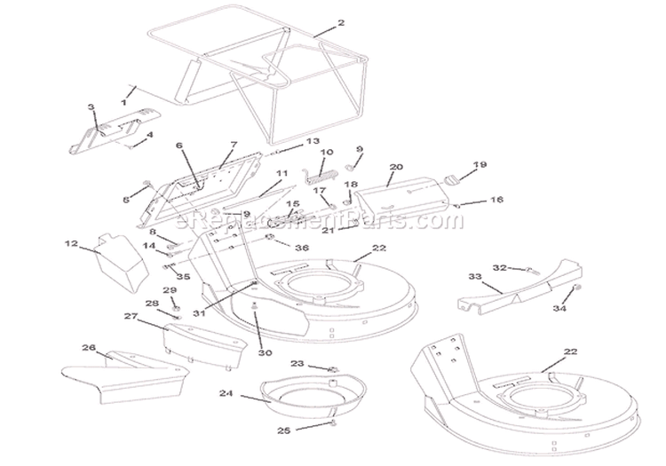 Mower Pan And Bag Diagram and Parts List for 911161 000101 Ariens Lawn Mower