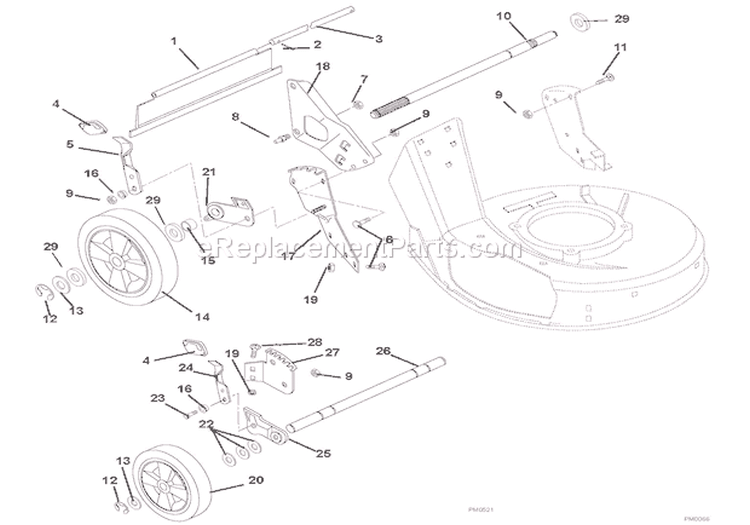 Wheels And Adjusters Diagram and Parts List for 911161 000101 Ariens Lawn Mower