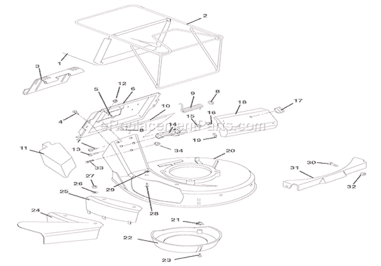 Mower Pan And Bag Diagram and Parts List for 911183 000101 Ariens Lawn Mower
