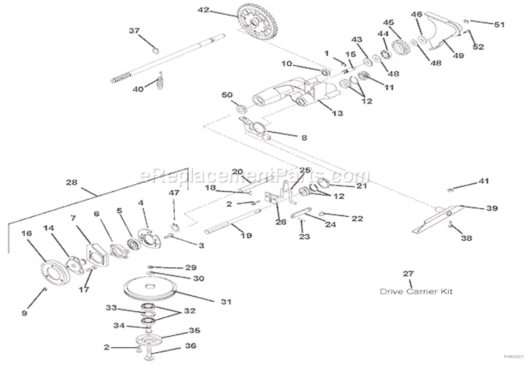 Friction Wheel And Drive Diagram and Parts List for 911361 000101 Ariens Lawn Mower