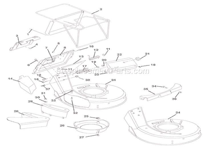 Mower Pan & Bag Diagram and Parts List for 911361 000101 Ariens Lawn Mower