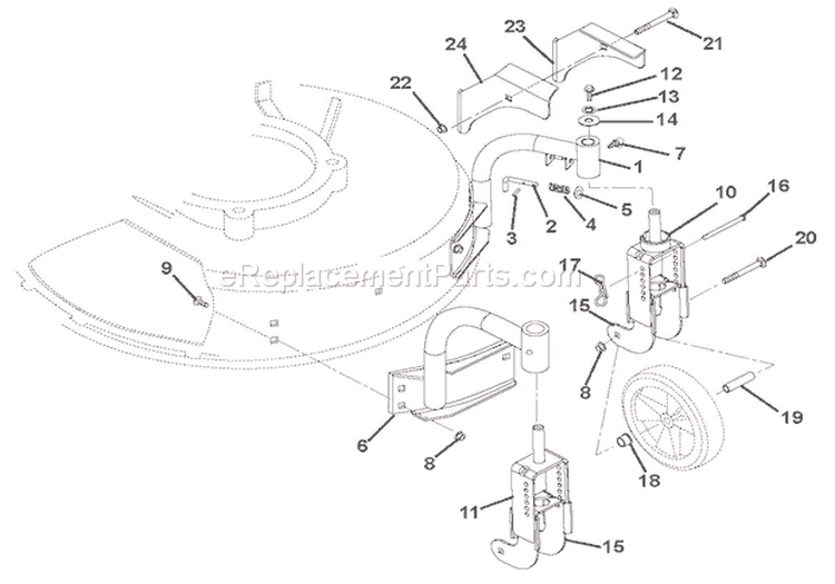Swivel Wheels And Brackets Diagram and Parts List for 911361 000101 Ariens Lawn Mower