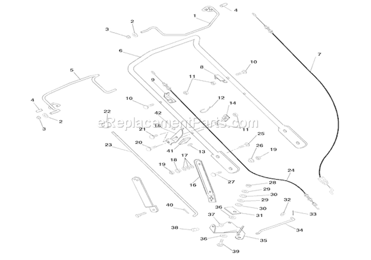 Handlebar & Controls Diagram and Parts List for 911401 000101 Ariens Lawn Mower