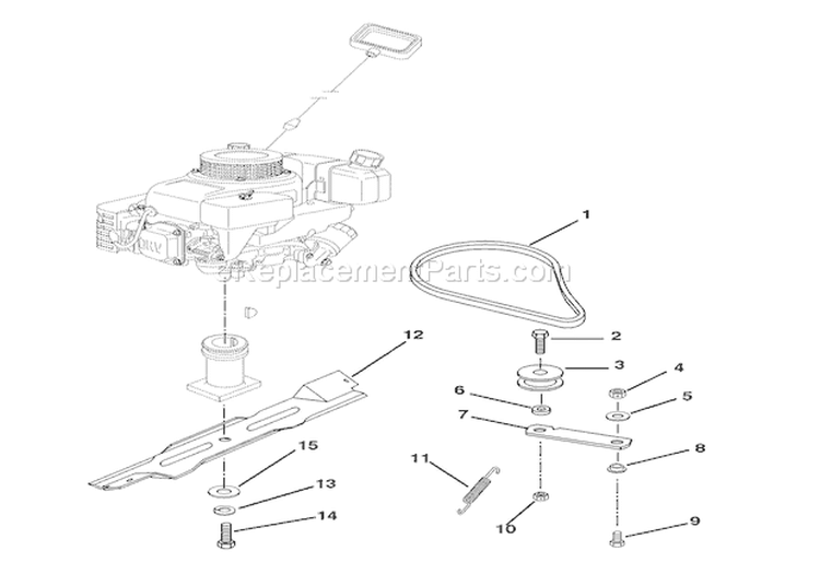 Blade And Belt Diagram and Parts List for 911511 000101 Ariens Lawn Mower
