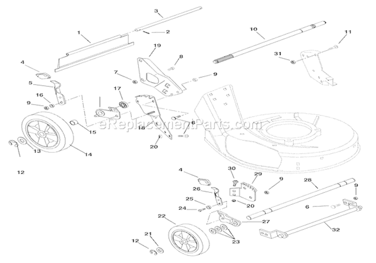Wheels And Adjusters Diagram and Parts List for 911511 000101 Ariens Lawn Mower